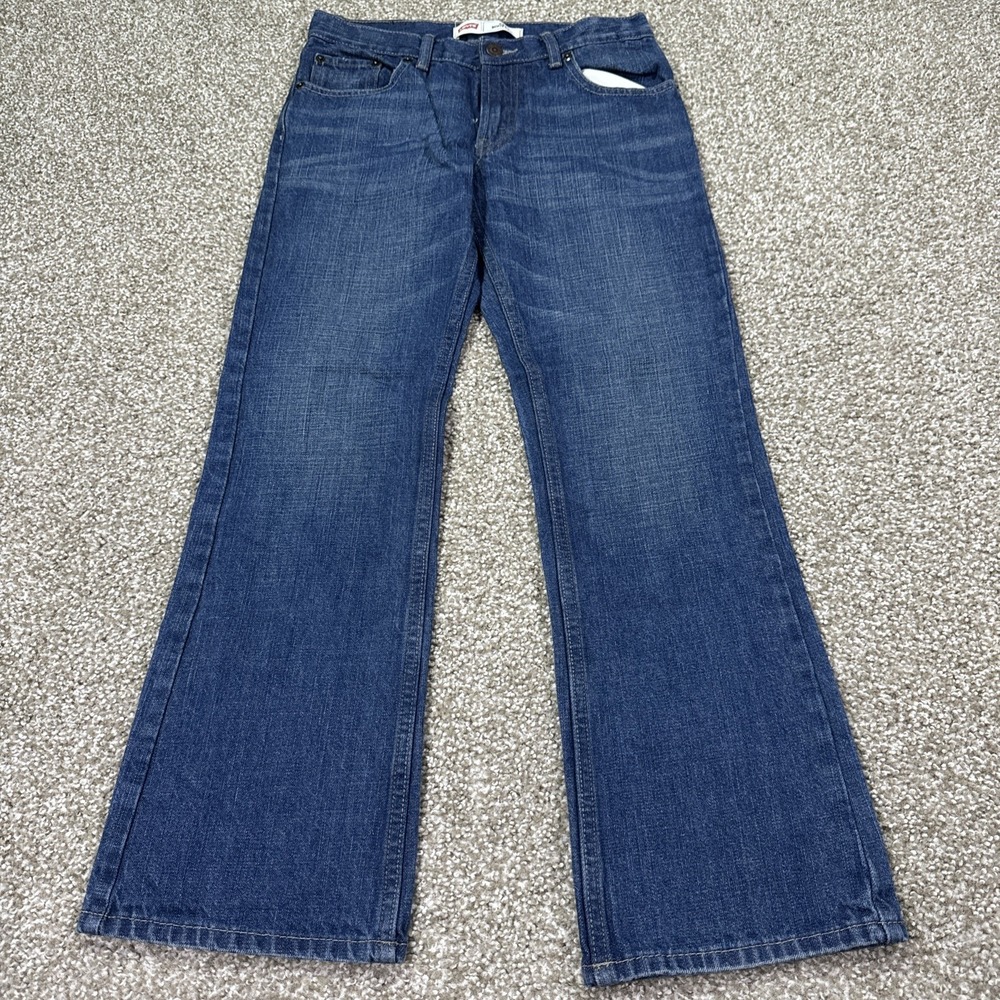 Levi 527 Bootcut Jeans Dark Wash Whiskering Jeans Womens Low rise Y2K 28/27